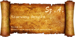Szarvasy Arnold névjegykártya